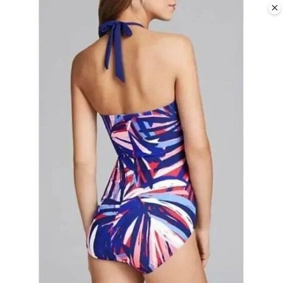 Miraclesuit Abstract Geometric one Piece Halter SwimSuit Sz. 8/10/12 - Picture 2 of 11